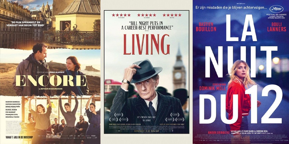 Posters van films die getoond zijn in 2024. Met Encore, Living en La Nuit Du 12